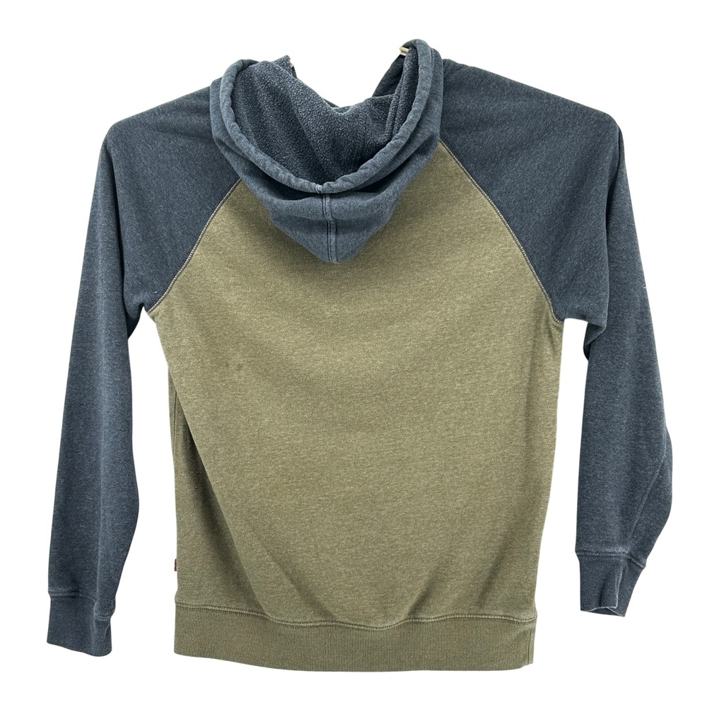 Levis Hoodie Mens Small Green Gray California Bear‎ Graphic Raglan Front Pocket - Picture 3 of 10
